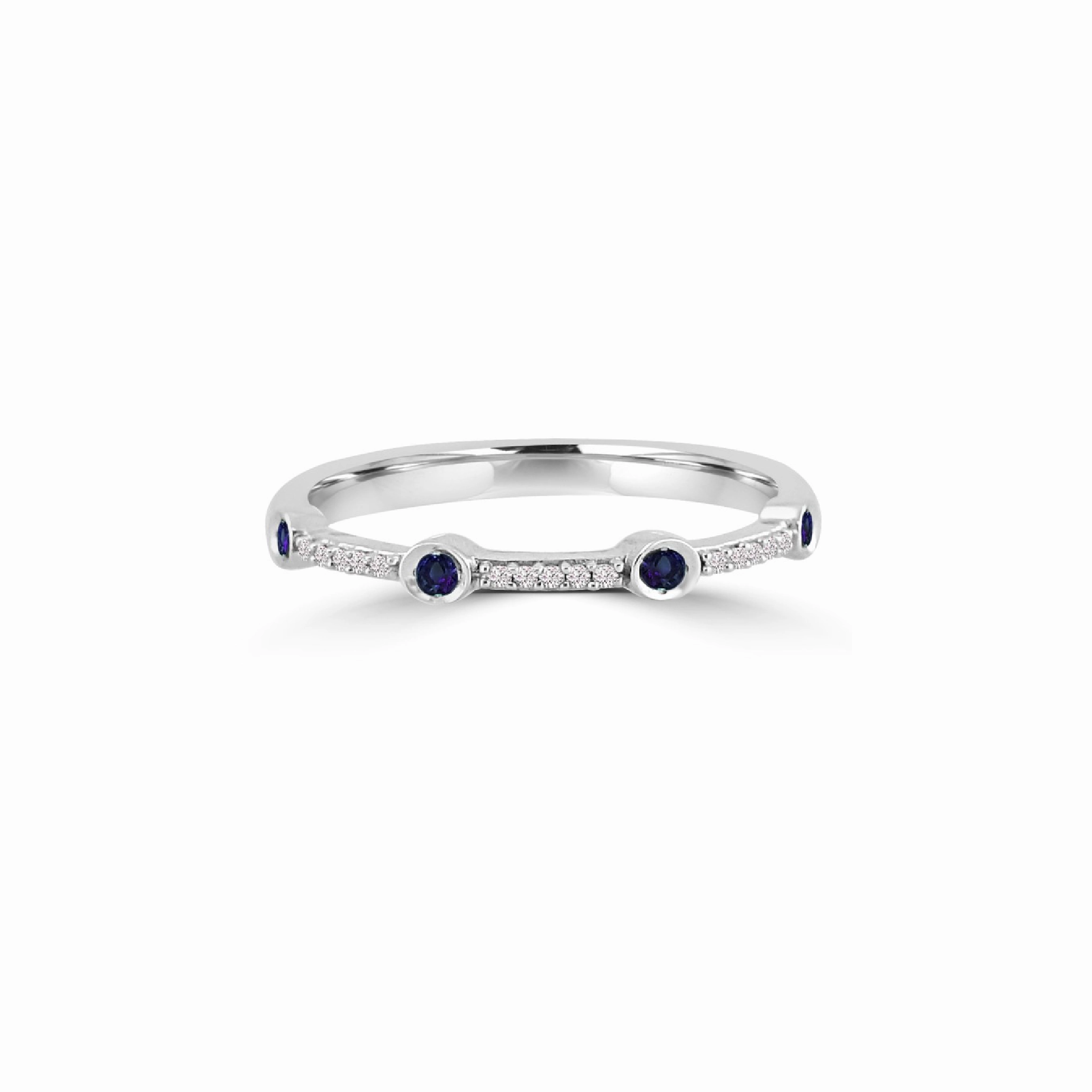 Sapphire & Diamond Dot Ring Polished Highlight Unique Vibe