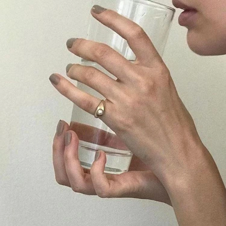 Just a Pearl Gold Ring | Minimalist Pearl Ring, Shell Pearl Stacking Ring, Retro Gold Pearl Ring, Vintage Style Pearl Ring, One Pearl Ring Digital Component