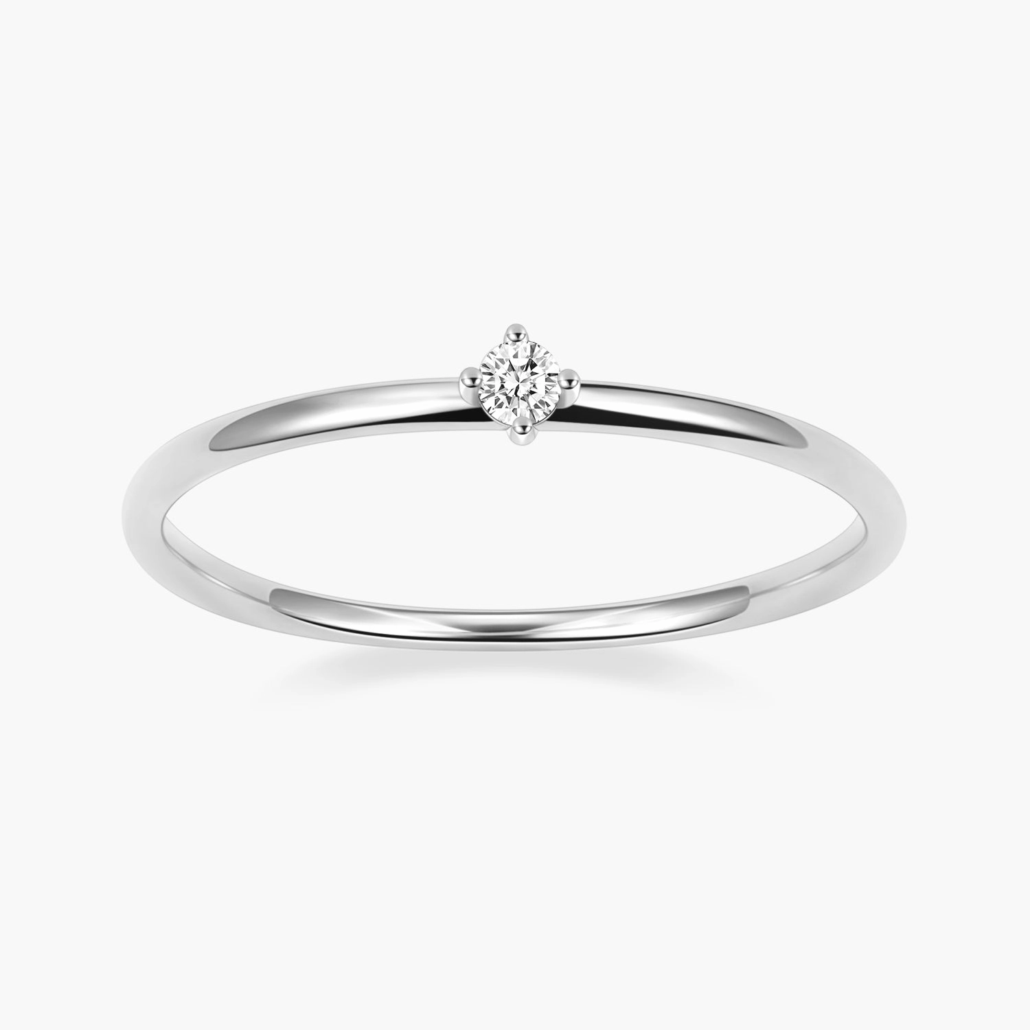 Petite Round Solitaire Moissanite Stone Ring Dazzling Effect