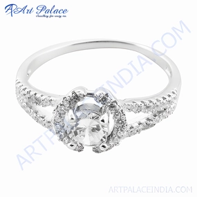 Stunning Cubic Zirconia Gemstone Silver Ring - Fashion Accessories Casual Motion Excellent Expression
