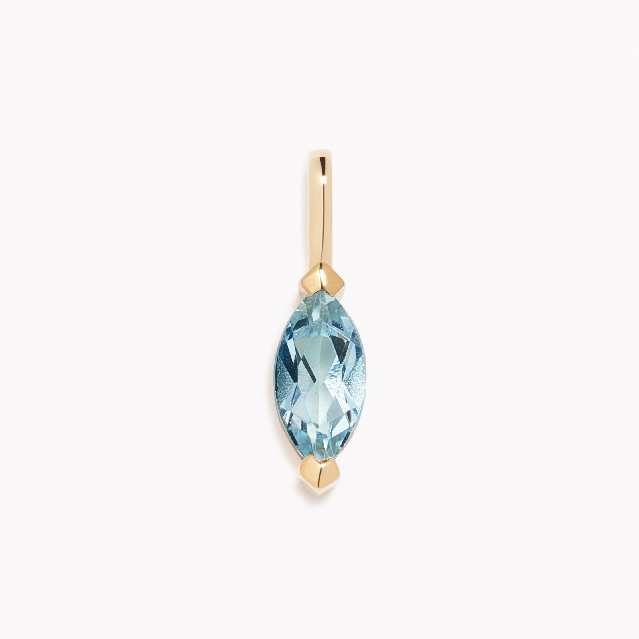 Summer Festival Piece All Season March Birthstone Pendant 14k Gold - Swiss Blue Topaz