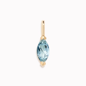 Summer Festival Piece All Season March Birthstone Pendant 14k Gold - Swiss Blue Topaz