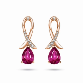 "You Are Supported And Protected" Pink Sapphire Earrings With Pav?? Ribbon Timeless Trend Charming Treasures