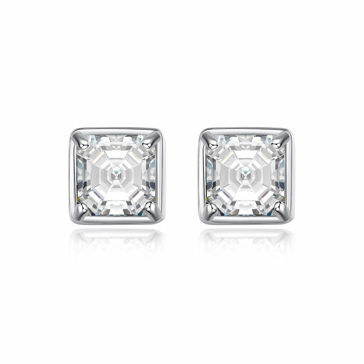 Asscher Cut Diamond Earrings | 925 Sterling Silver | Moissanite Ethereal Mood