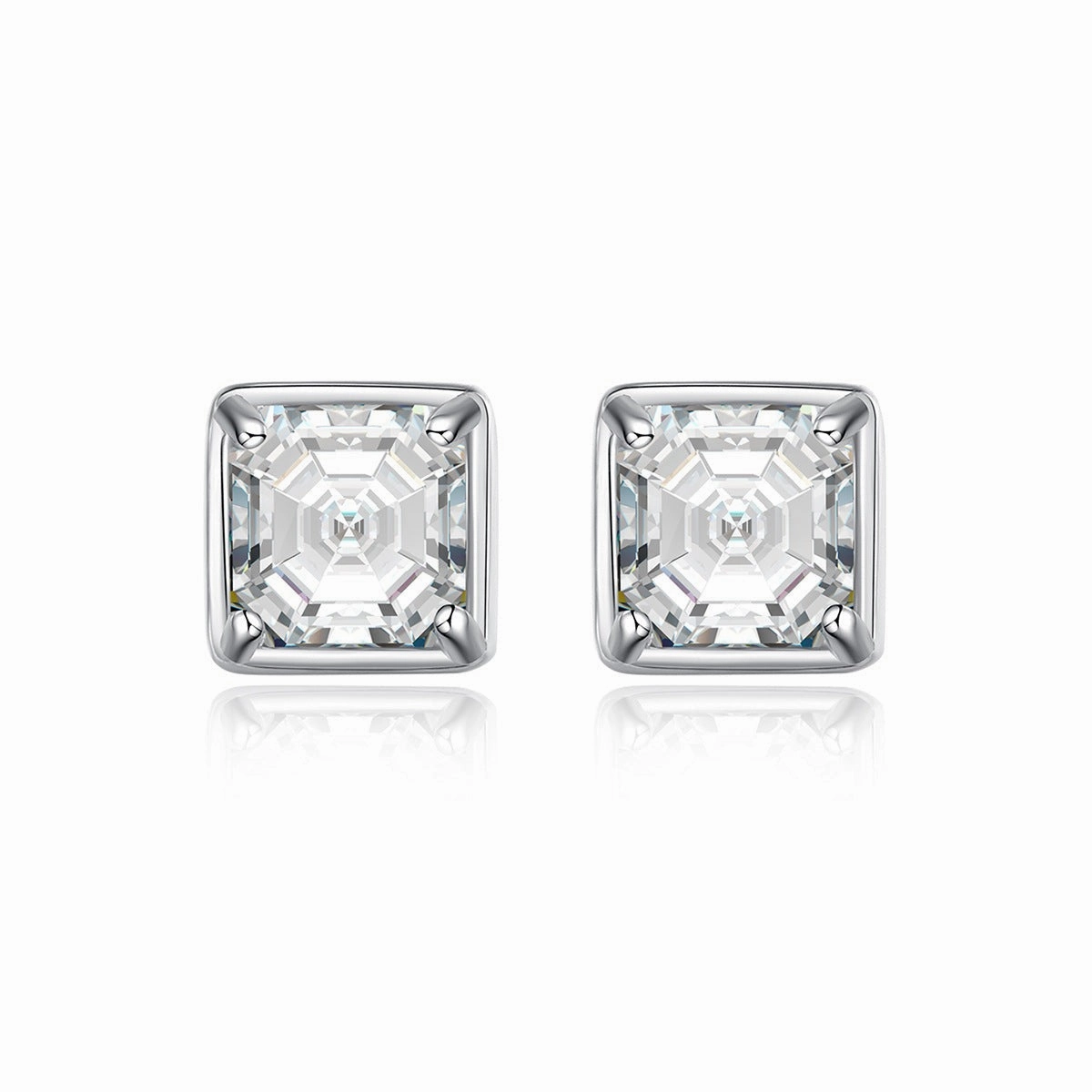 Asscher Cut Diamond Earrings | 925 Sterling Silver | Moissanite Graceful Highlight Chic Spark