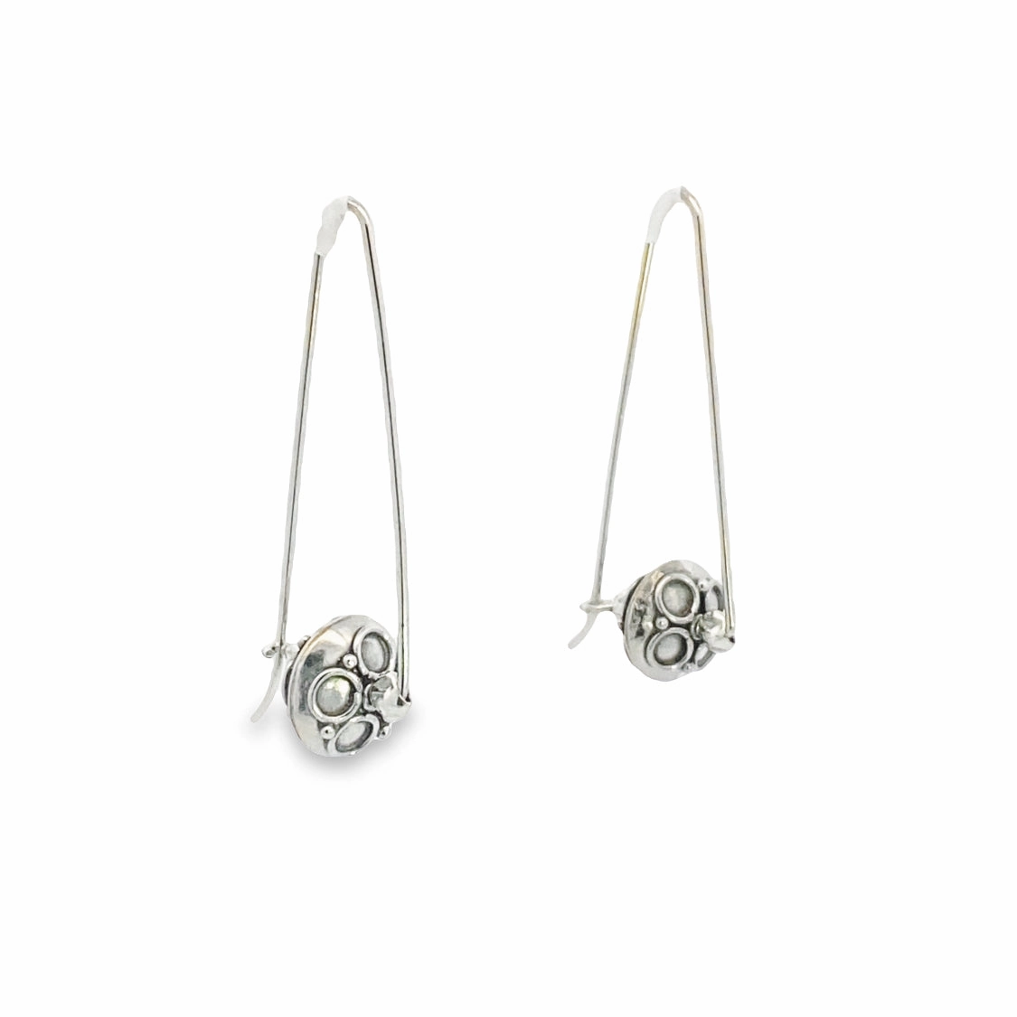 Sturdy Style Sterling Silver and Bali Bead Earrings