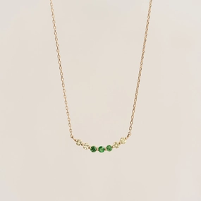 Job Interview Accessory August Birthstone Necklace 14k Gold - Ombre Tsavorite