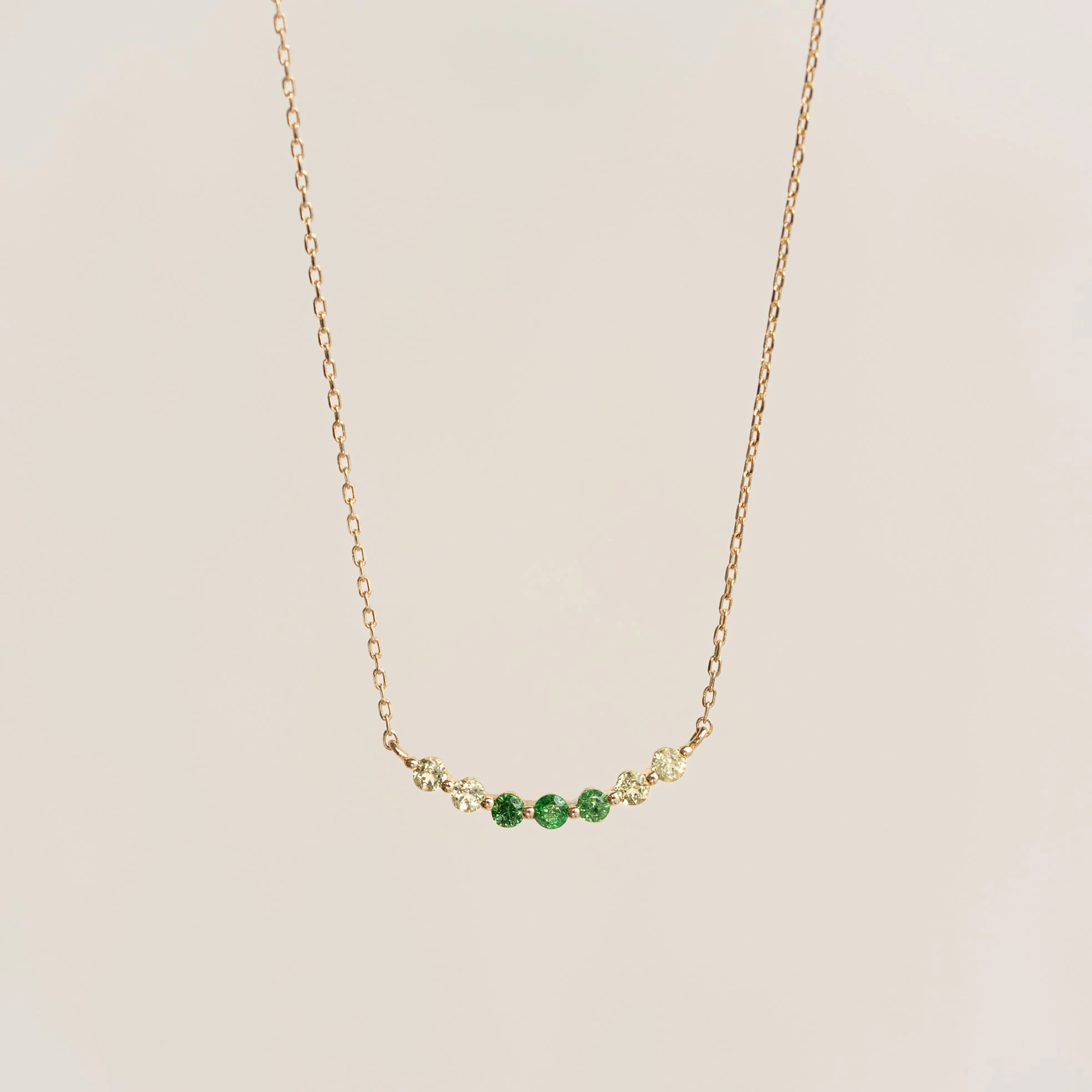 Job Interview Accessory August Birthstone Necklace 14k Gold - Ombre Tsavorite