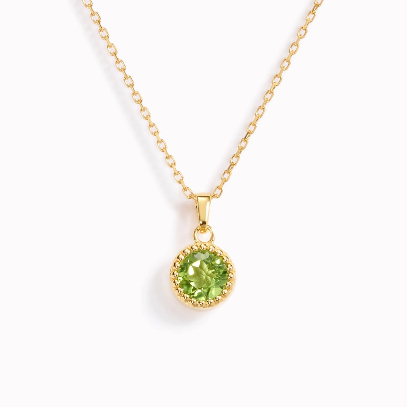 August Birthstone Necklace - Peridot Date Style