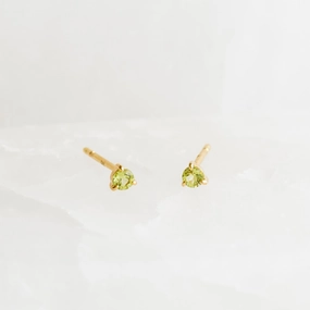 August Birthstone Stud Earrings 14k Gold - Olivine Business Embellishment Round Jewelry