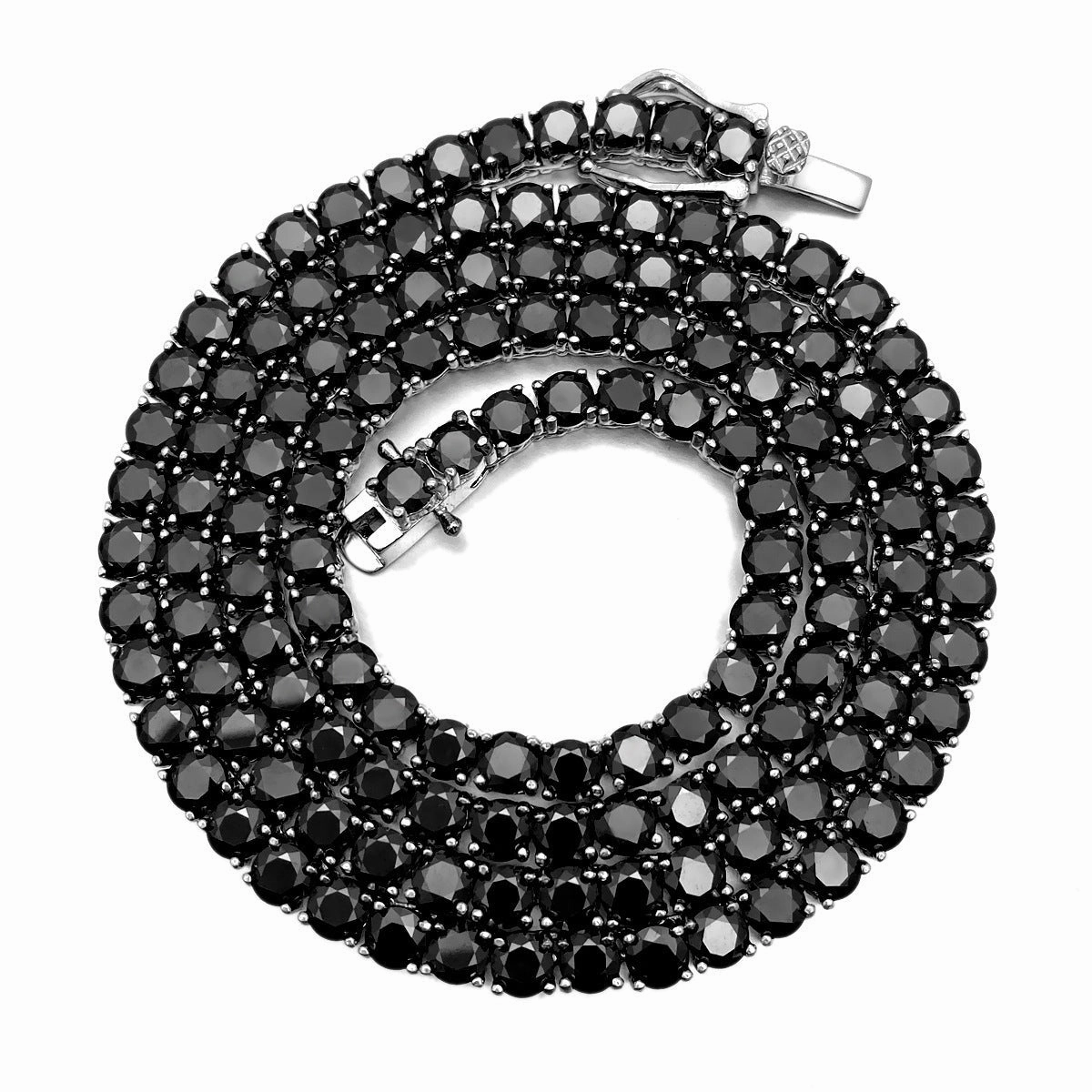 Authentic Black Tennis Chain Necklace | S925 | Moissanite Unique Finish Light Pop