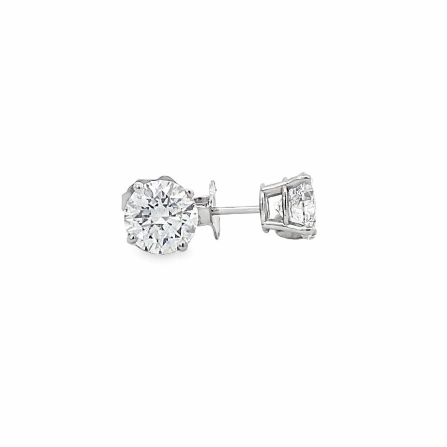 Sturdy Vibe 14K White Gold Diamond Solitaire Stud Earrings - 2.06 Carat