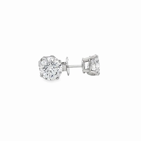 Sturdy Vibe 14K White Gold Diamond Solitaire Stud Earrings - 2.06 Carat