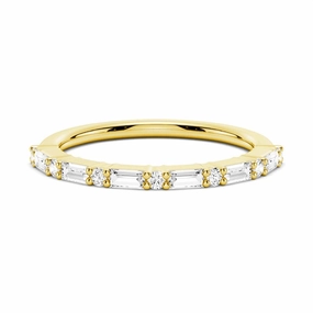 Baguette And Round Prong Moissanite Anniversary Band soft look