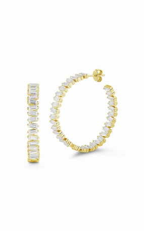Luxury Tone Baguette Statement Hoop Earring