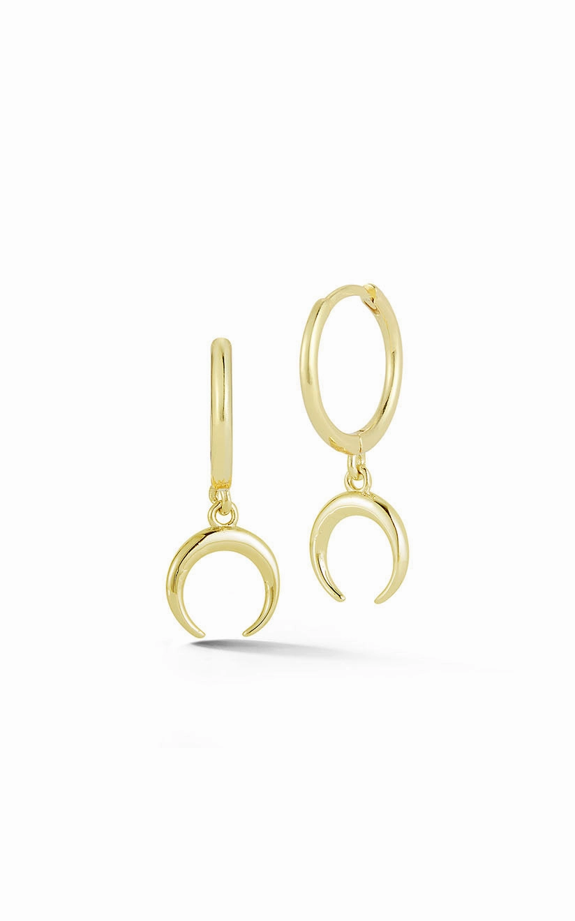 Crescent Horn Huggie Earring Sparkle Style