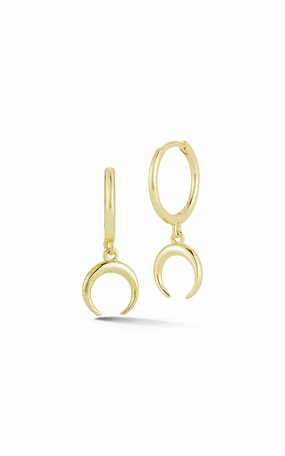 Crescent Horn Huggie Earring Sparkle Style