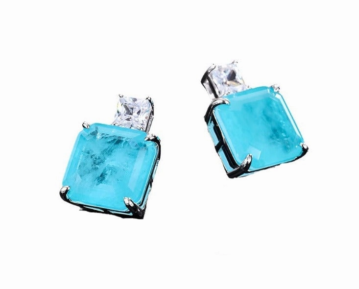 Chic Item Paraiba Tourmaline Necklace Earrings Set in 925 Sterling Silver