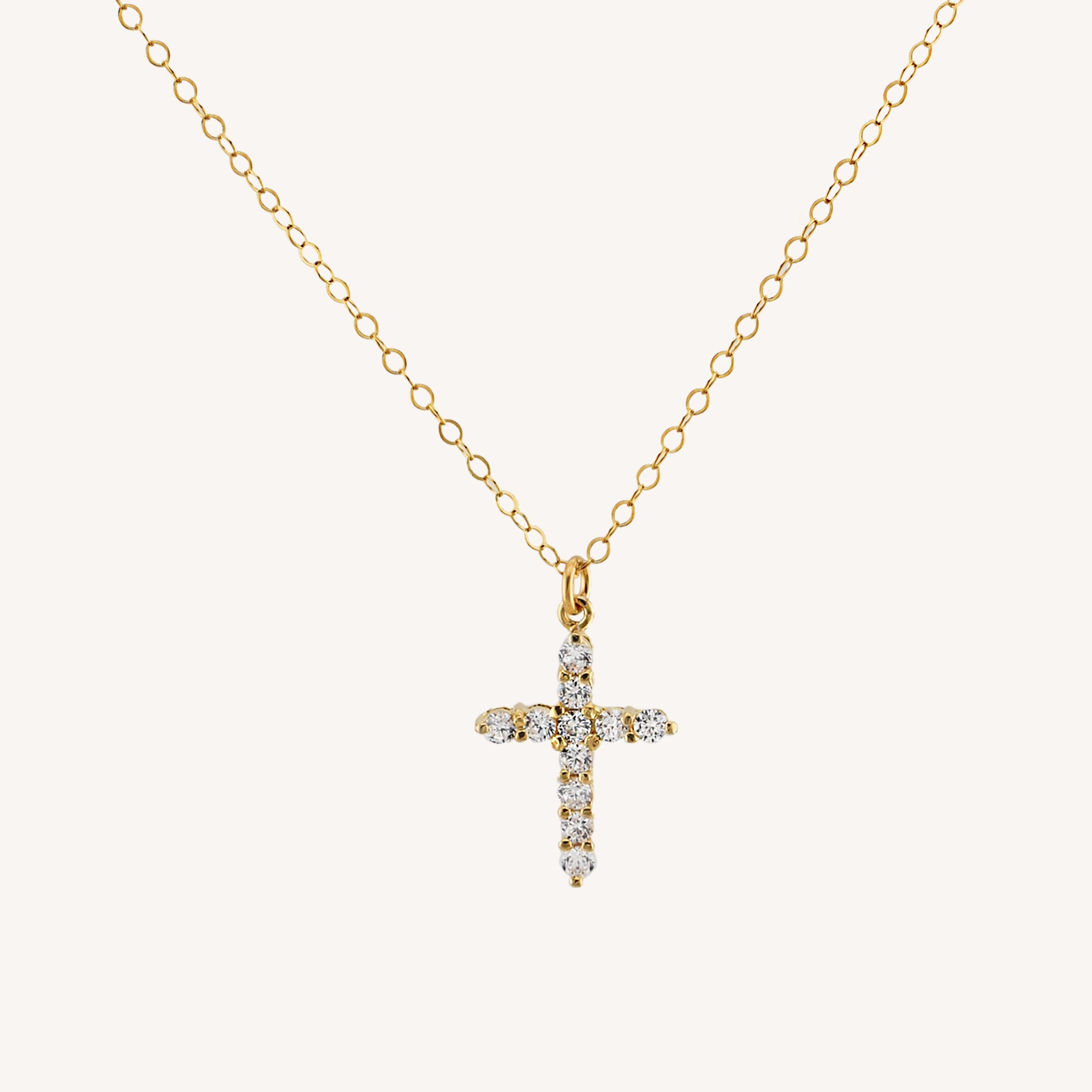 Polished Accent MARIA CZ DIAMOND CROSS NECKLACE