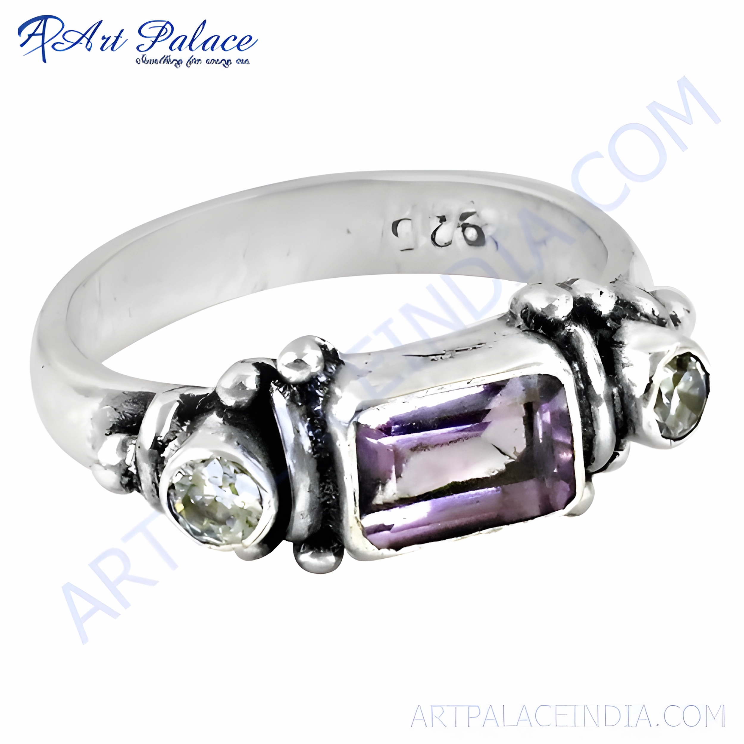 Latest Luxury Amethyst Cubic Zirconia Gemstone Silver Ring - Buy Now Comfortable Article