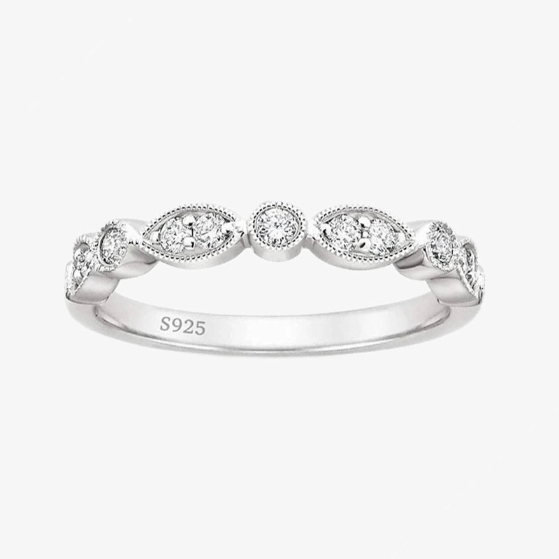 Textured Highlight 925 Sterling Silver Wedding Band Eternity Stackable Ring