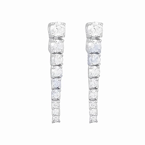 Stylish Silver Earrings with Famous Cubic Zirconia Gemstones Retro Accent