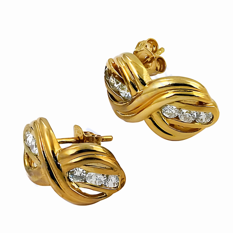Stylish CZ Gemstone Gold Plated Silver Earrings - Trendy Jewelry Delicate Vibe Premium Adornment