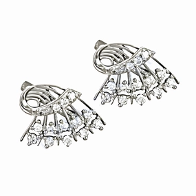 Delicate Look Lustrous Accessory Beautiful Unique Style Cubic Zirconia Silver Earrings | Fancy Artisan CZ Earrings