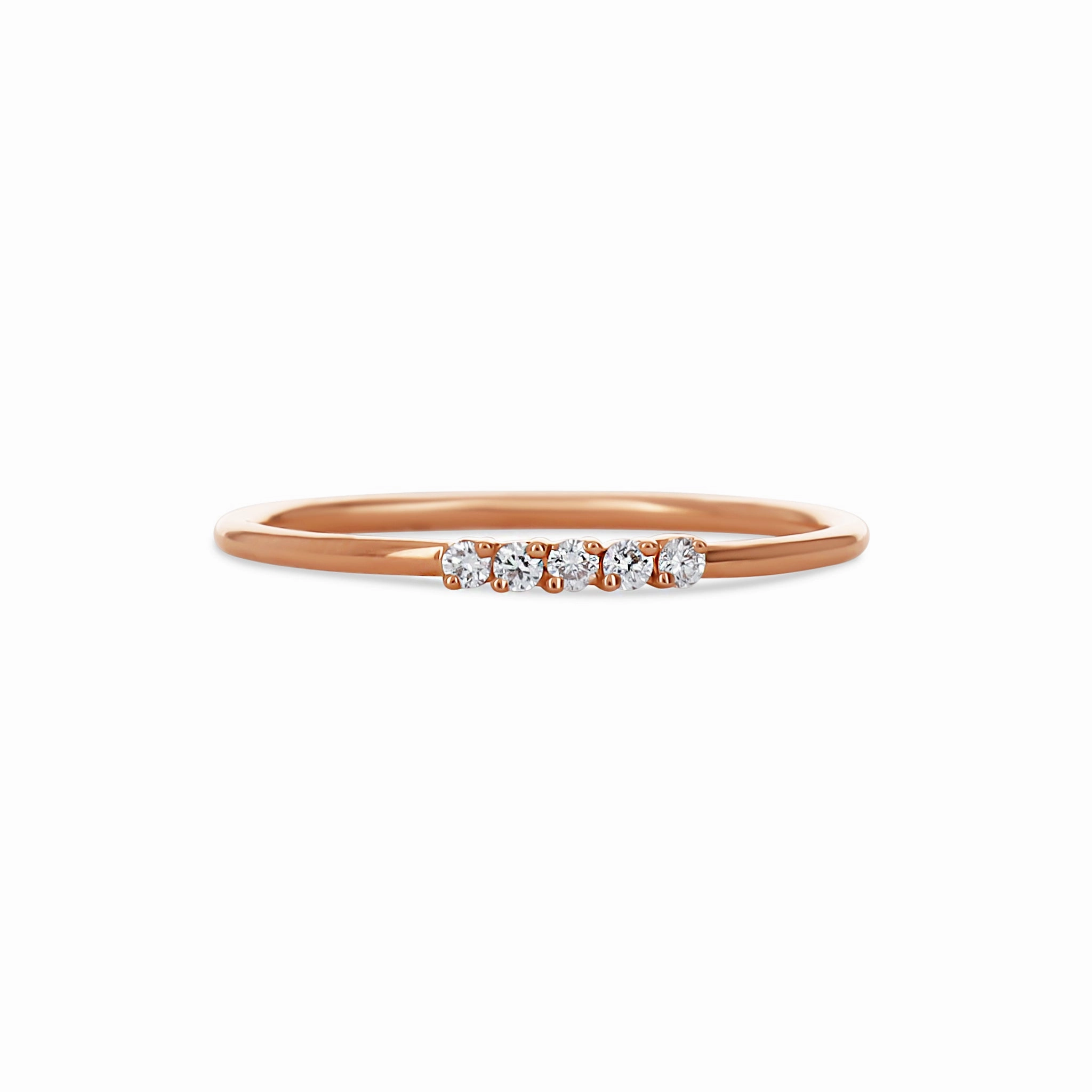 Petite Rose Gold Diamond Ring Unique Craft Fresh Elements