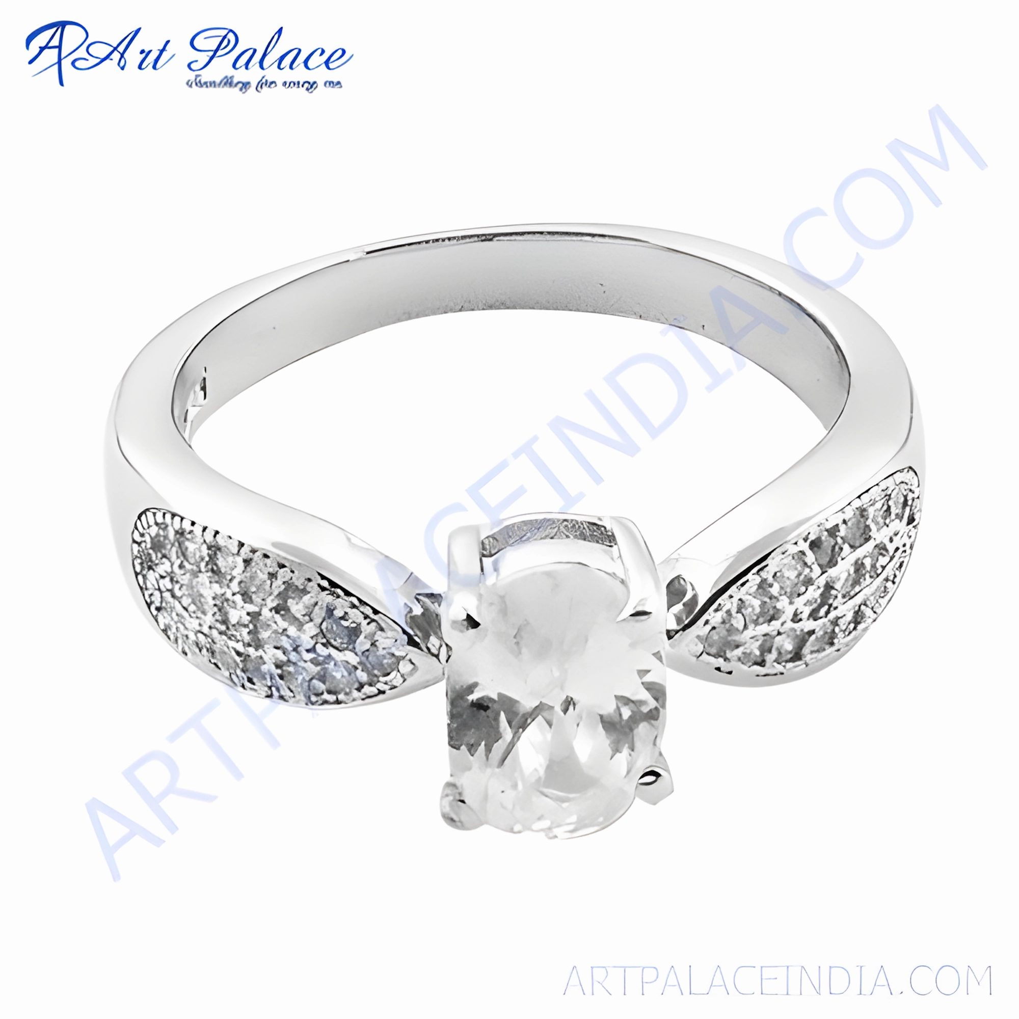 Ornate Memento Handmade Glitzy Silver CZ Ring - White Cubic Zirconia Jewelry