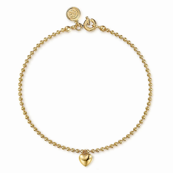 14K Yellow Gold Bujukan Heart Charm Bracelet Latest Creation