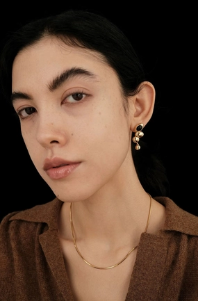 Black Agate Beanie Drop Earrings Gold Sturdy Finish Comfortable Detail