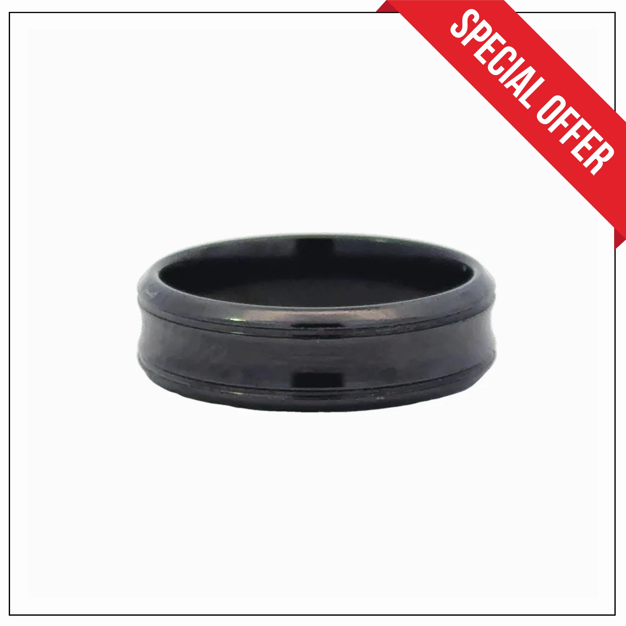 Etched Design Daily Wear Black Zirconium Wedding Band