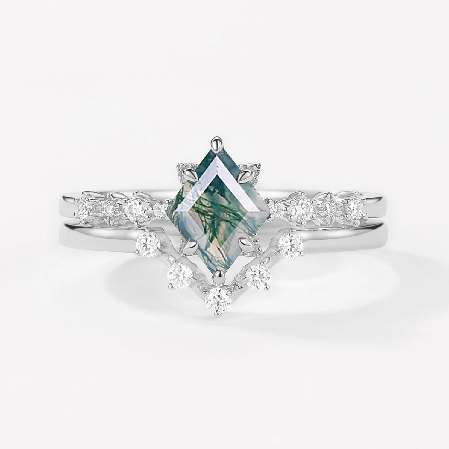 Blue Sandstone Vintage Ring Set 2pcs - Violet Glamorous Gifts Artful Touch