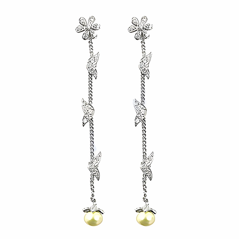 Glittering Vibe Artistic embellishment Stylish Pearl & Cubic Zirconia Silver Earrings - Latest Fashion Trends
