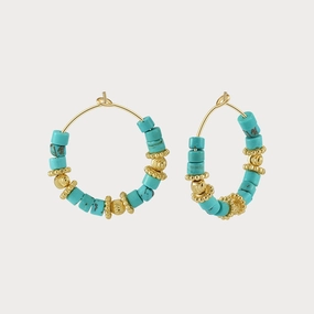 Silken Touch Boho Turquoise Hoop Earrings