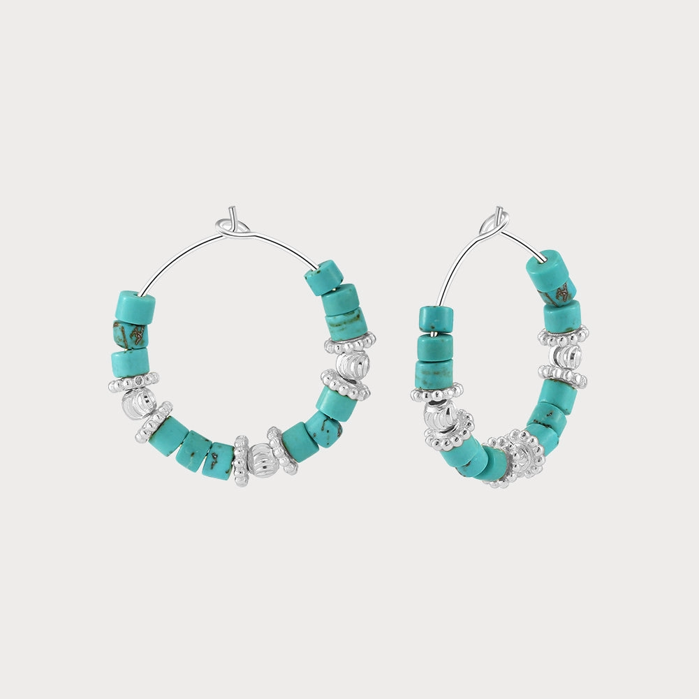 Glamour Effect Boho Turquoise Hoop Earrings