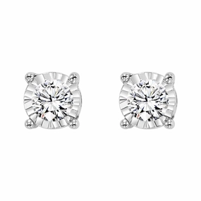 Timeless Feature True Reflections Illusion Diamond Stud Earrings 1/4Cttw