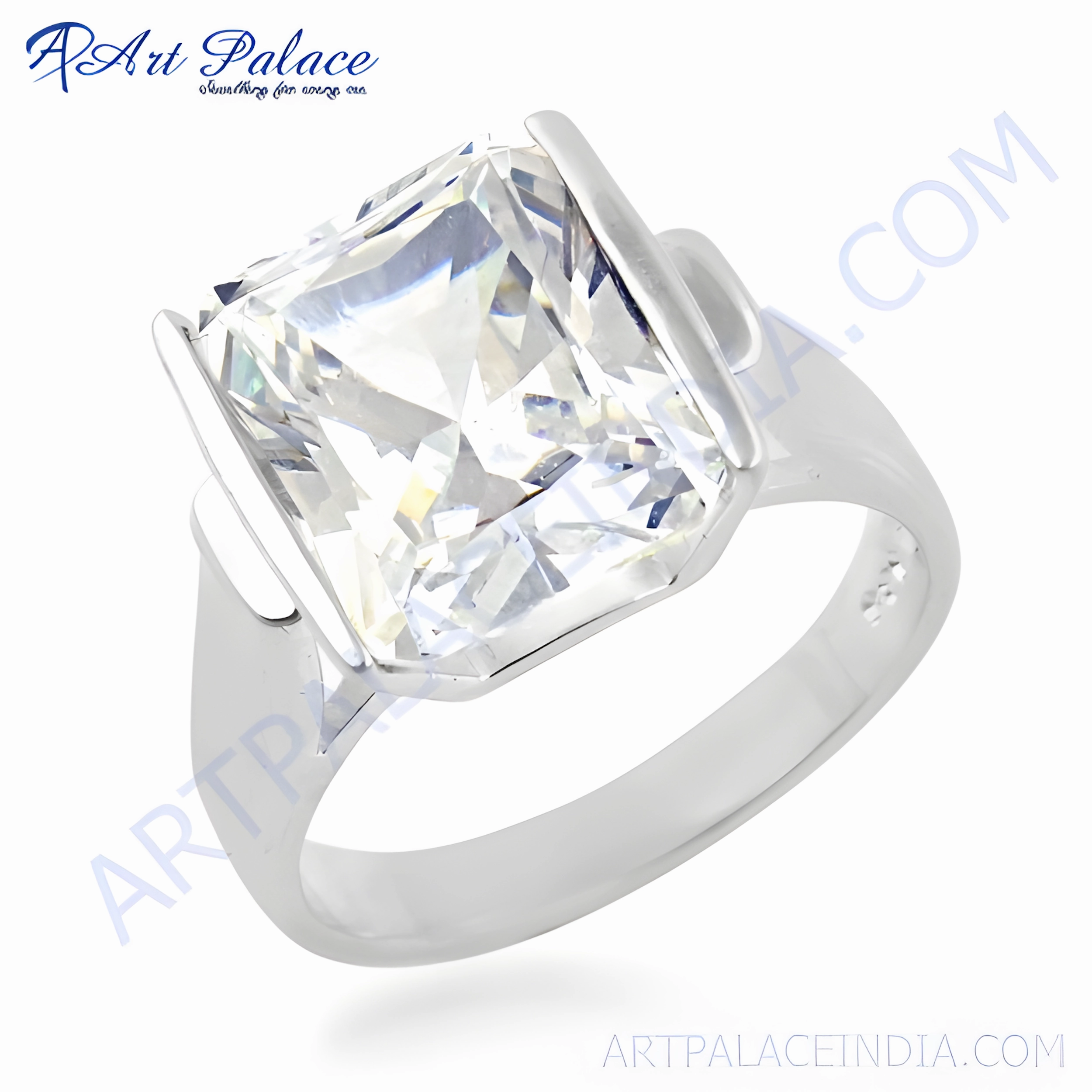 Elegant Cubic Zirconia Gemstone Silver Ring - Simple & Charming Jewelry Custom Mark Meaningful Expression