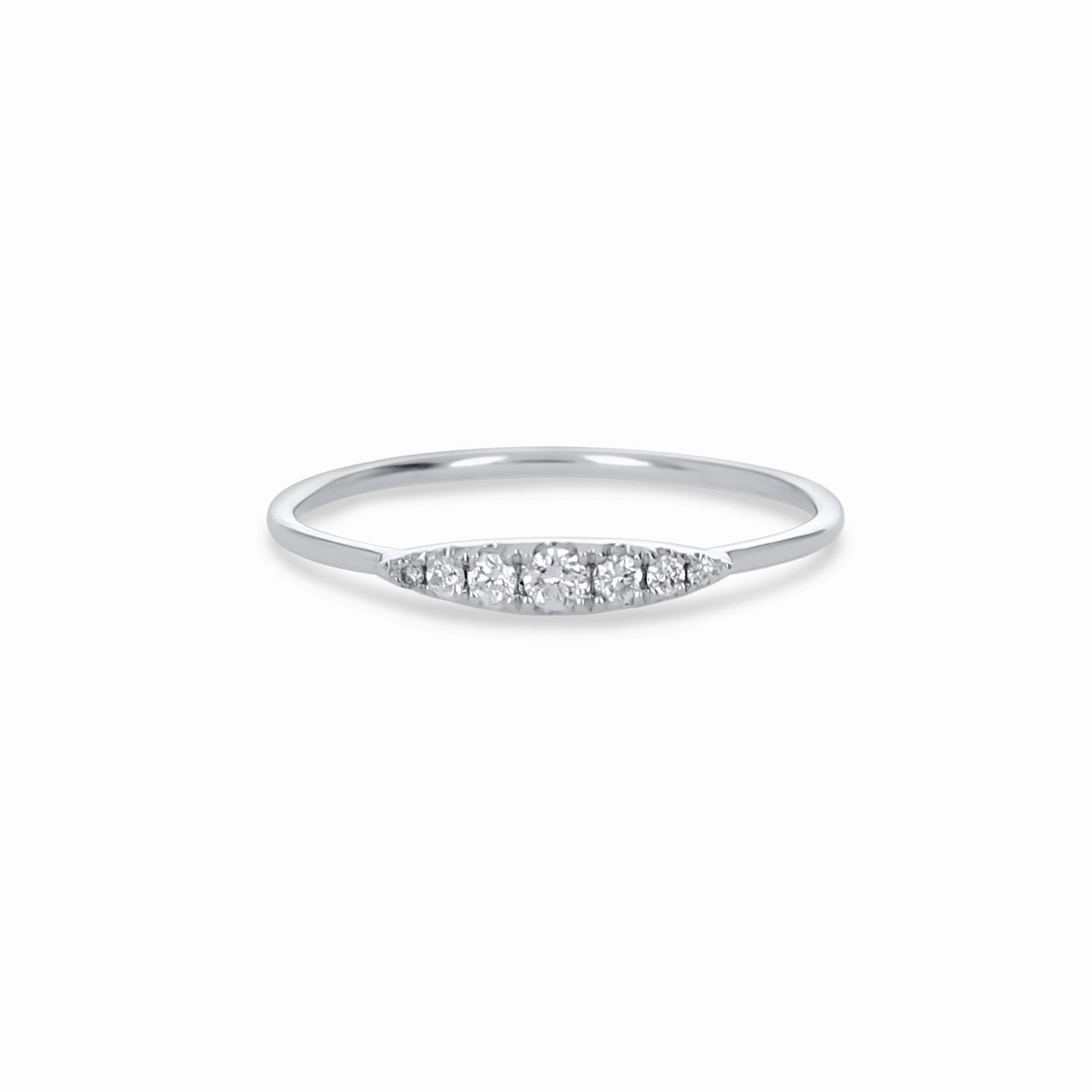 Curved Diamond Ring in White Gold Precious Design Flawless Sparkle