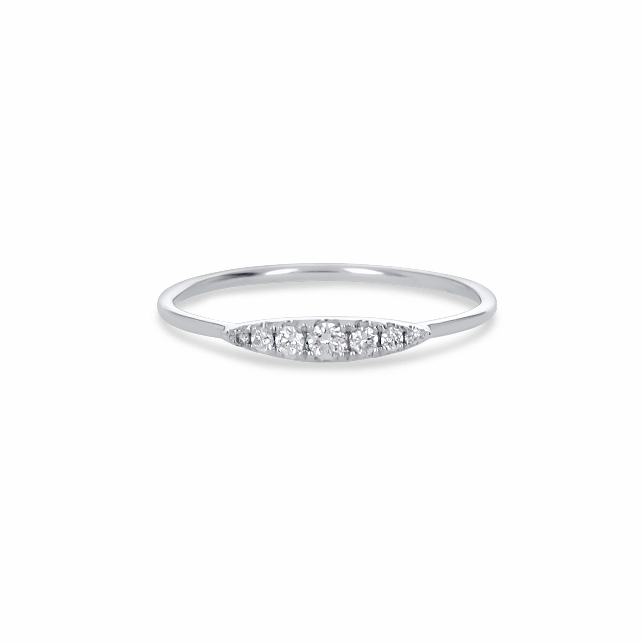 Curved Diamond Ring in White Gold Modern Appeal