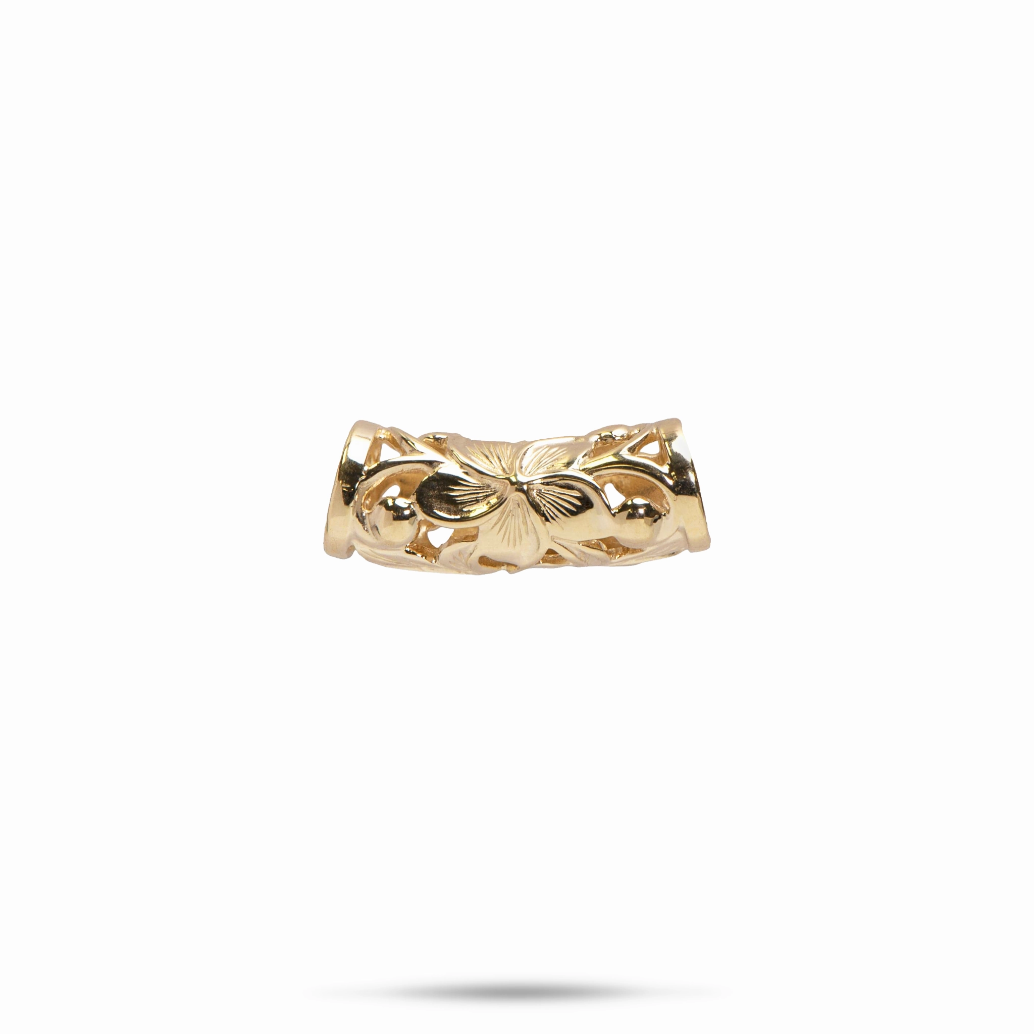 Hawaiian Heirloom Plumeria Scroll Barrel Pendant in Gold - 20mm Shiny Gifts