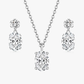 Luxury Accessory Oval Cut CZ Necklace and Earrings Set