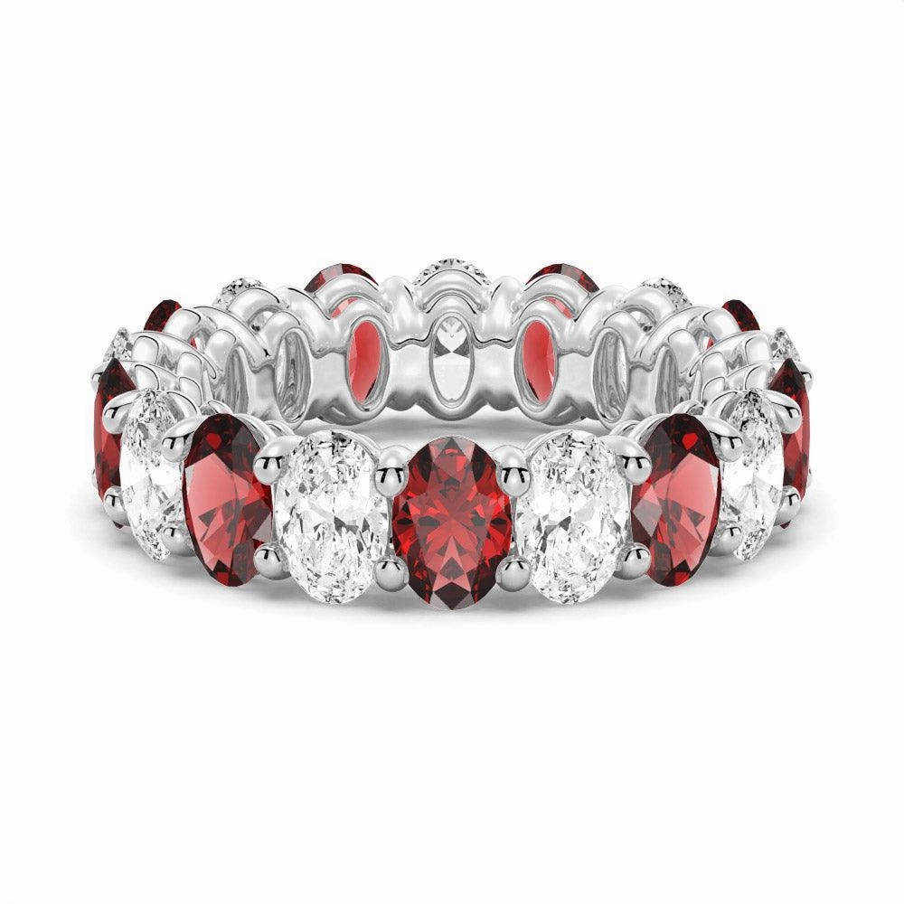 Inspired Feature 6.6 CT. Lab Grown White Sapphire with Garnet Gemstone Band