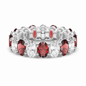 Inspired Feature 6.6 CT. Lab Grown White Sapphire with Garnet Gemstone Band