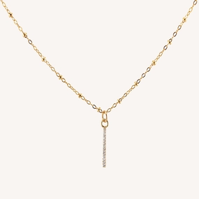 Summer Essential Spring Present BRIELLE CZ DIAMOND BAR NECKLACE