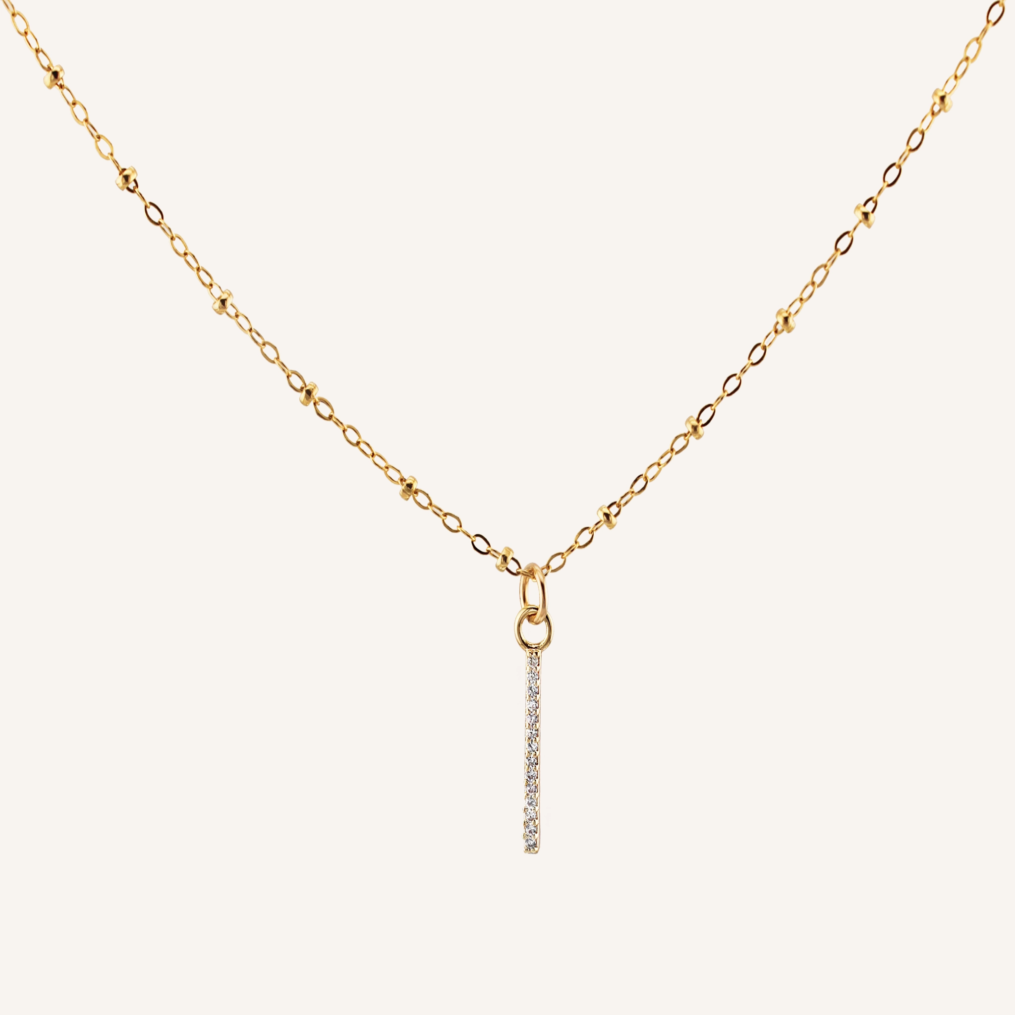 Summer Essential Spring Present BRIELLE CZ DIAMOND BAR NECKLACE