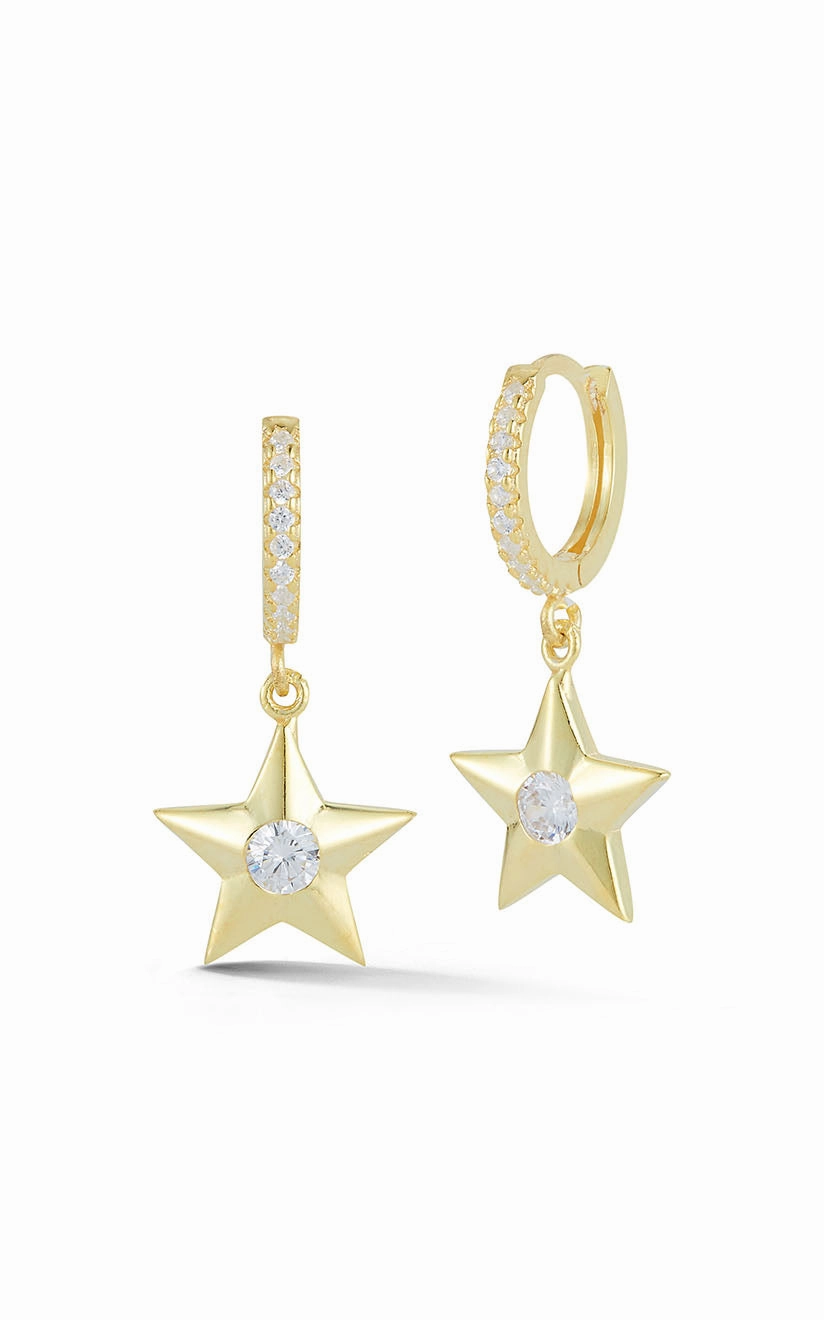 Neutral palette Distinctive Highlight Star Charm Huggies Earring