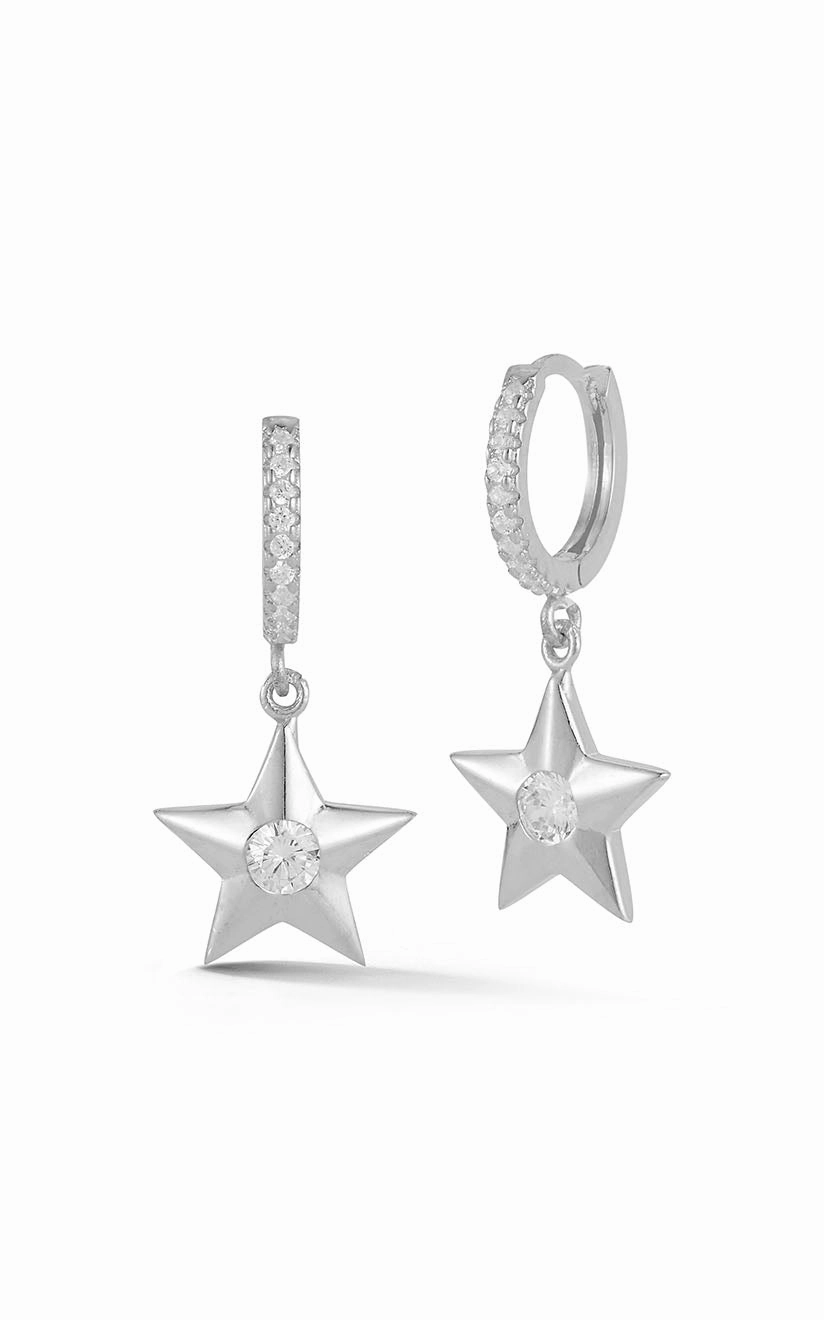 Vibrant Shine Pieces Festive Set Star Charm Huggies Earring