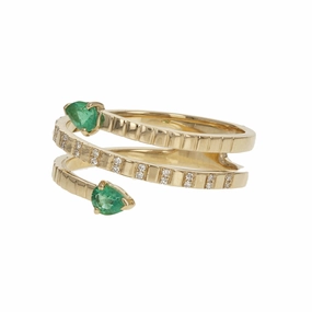 Accent Detail Emerald Wrap Ring